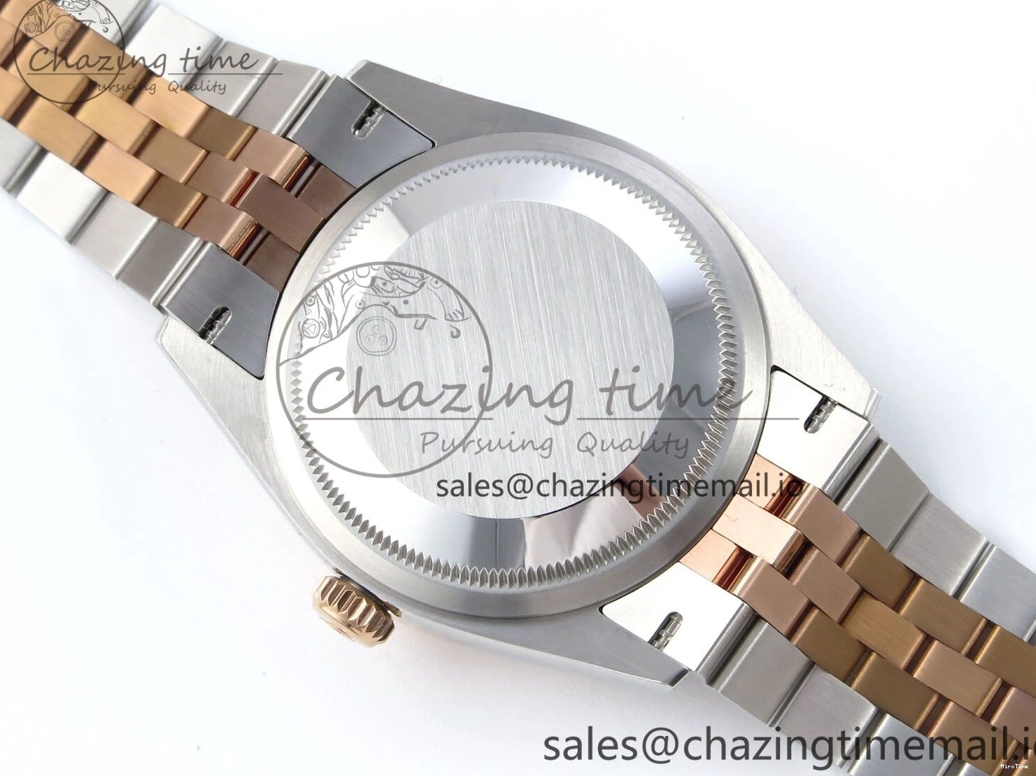 MiroTime 0204 SmoothTexture DateJust 36 126231 EWEF Best Edition Brown Dial Stick Marker on SS RG Jubilee Bracelet A 592